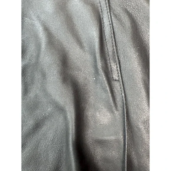 Vince Black 100% Goat Leather Pleated Mini Skirt Size 10 Flared A-Line Zip Back - Picture 5 of 9